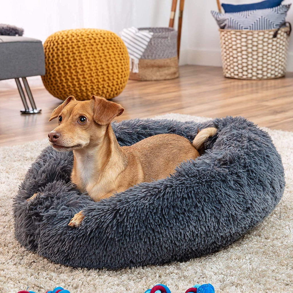 MFOX Calming Dog Bed Cat Bed Donut, Faux Fur | ObaPet