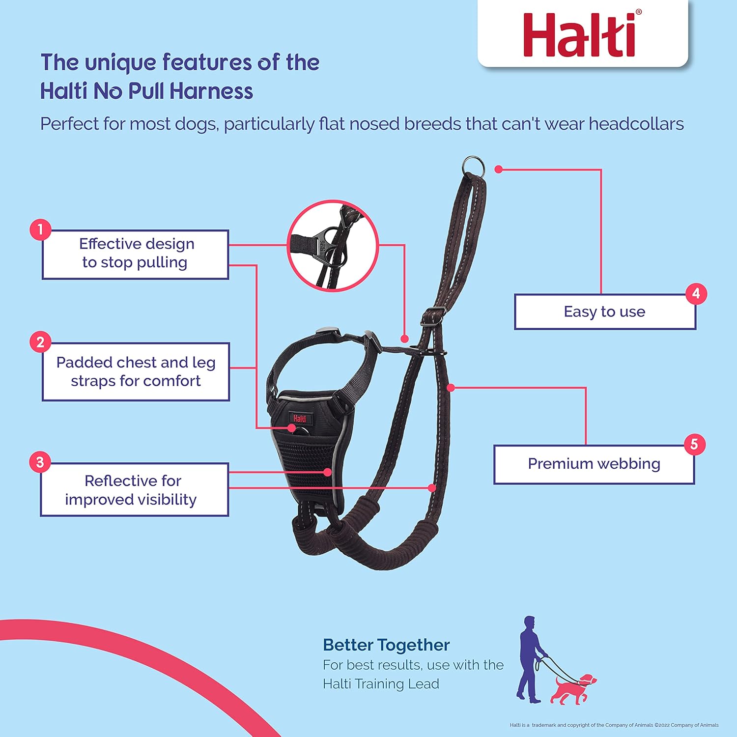 HALTI No Pull Harness Size Medium, Professional | ObaPet
