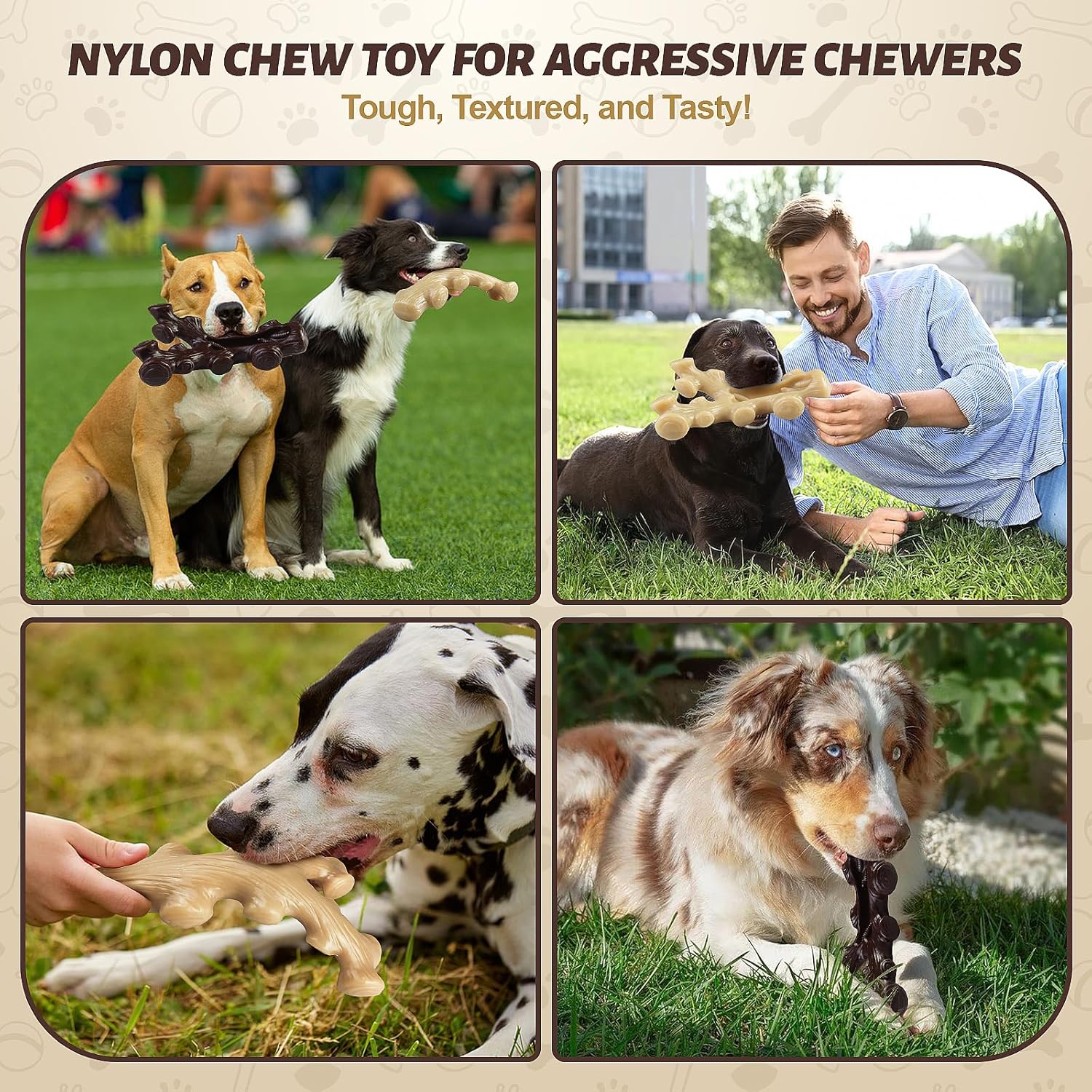 GASAPET Dog Chew Toys for Aggressive Chewers,2 Indestructible Dog Toys for Medium and Large Breed,Real Bacon Flavored Best Dog Toys to Keep Them Busy, Dog Bones for Teeth Cleaning and Training