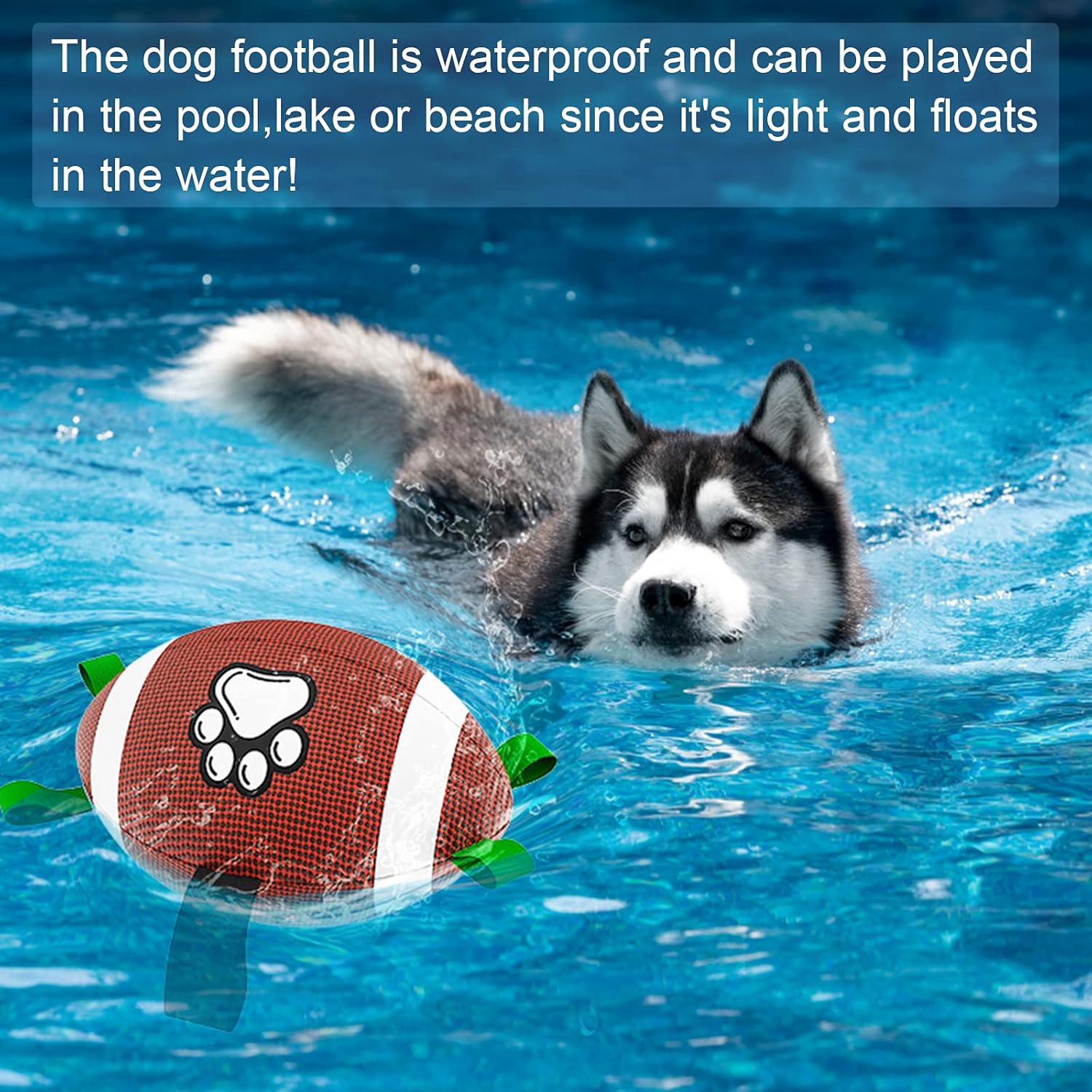 HETOO Interactive Dog Football Toys with Grab Tabs, Durable Dog Water Balls for Small Medium Breed, Indoor & Outdoor