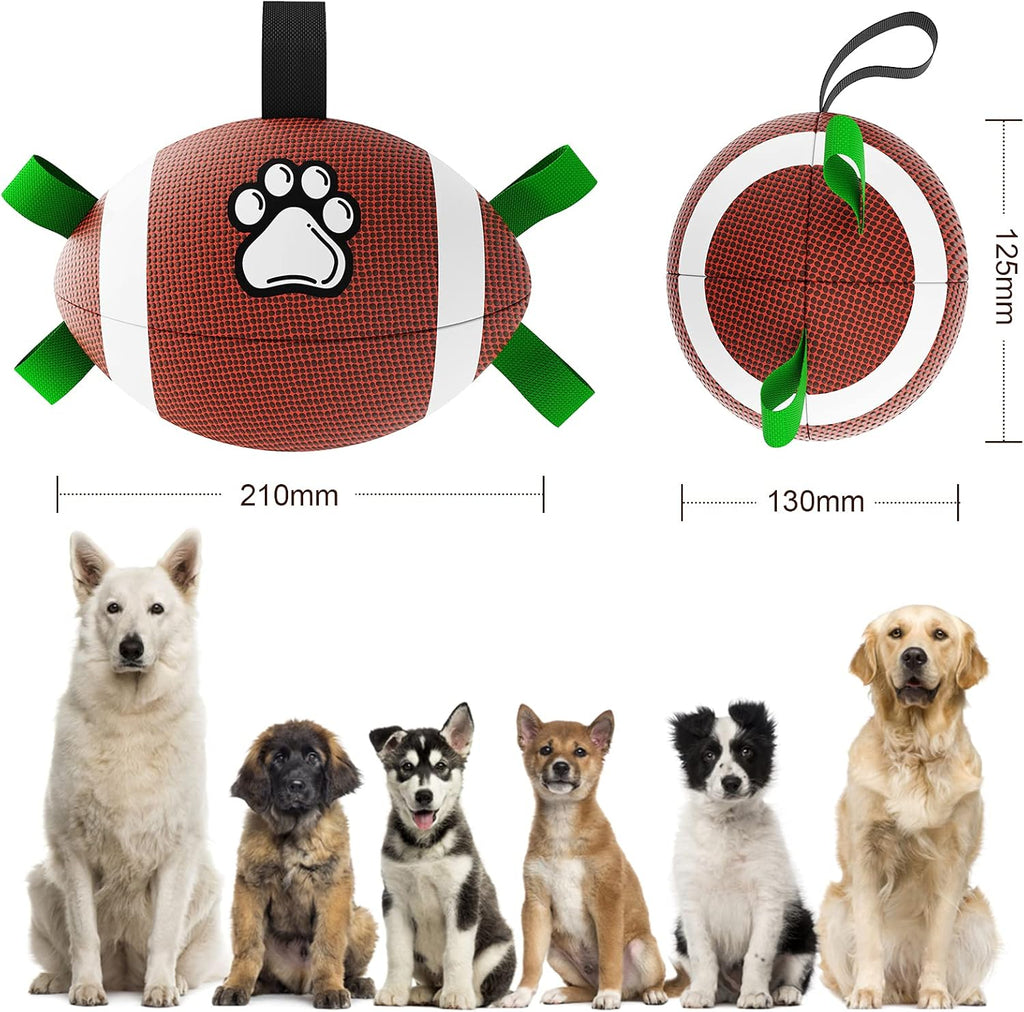 HETOO Interactive Dog Football Toys with Grab Tabs, Durable Dog Water Balls for Small Medium Breed, Indoor & Outdoor