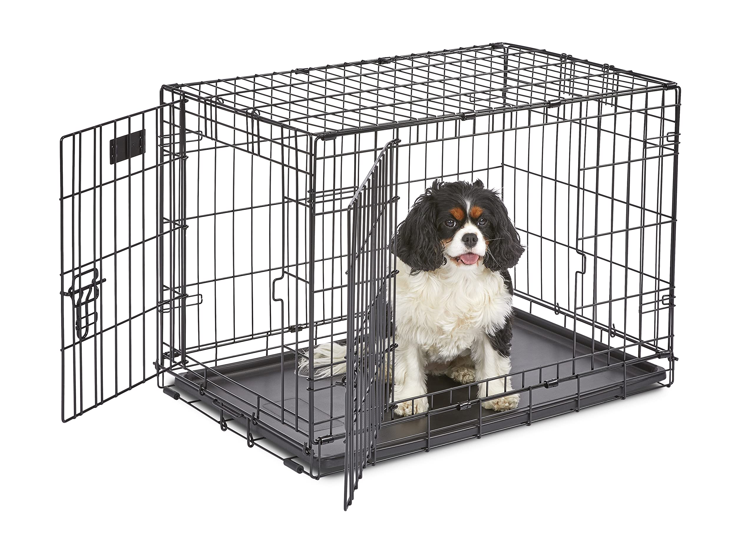 MidWest Homes Pets Newly Enhanced Door iCrate Long Dog Crate, Includes Leak-Proof Pan, Floor Protecting Feet, Divider Panel & New Patented Features
