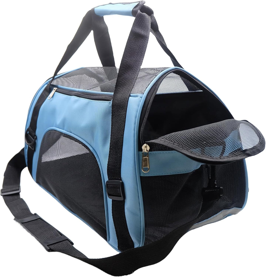 ZvoanSem Pet Carrier Bag,Small Cat Carrier Kitten Puppy little Dog Carrier for Travel Airline Approved Small Animal (Small, Blue)