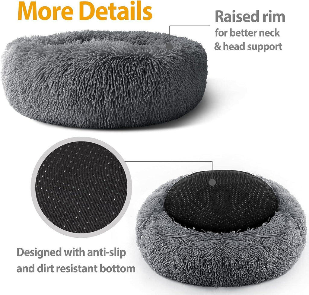 Enjamoy Plush Donut Dog Bed, Calming Round Dog | ObaPet