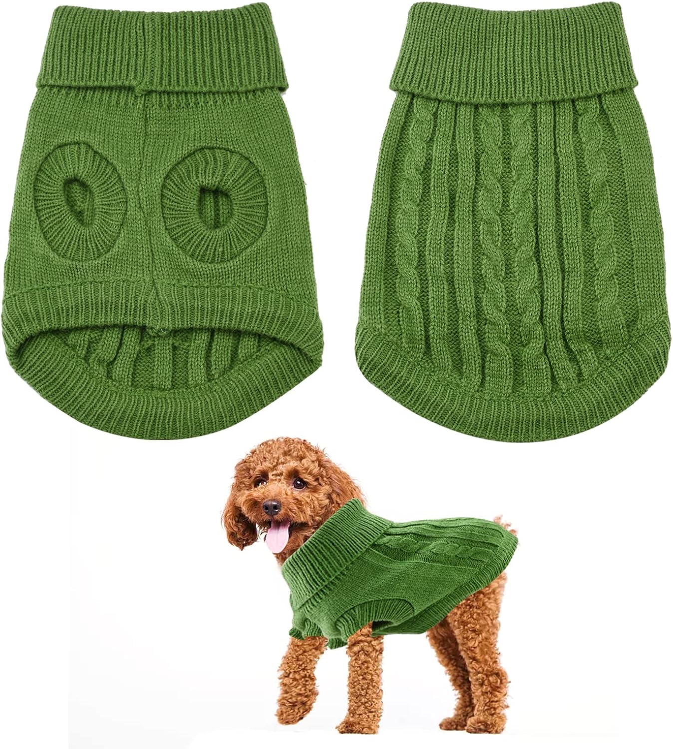 Small Dog Jumper, Warm Puppy Sweater for Small Dogs Winter Knitted Dog Pullover Soft Turtleneck Dog Clothes Vest for Pet Autumn, Winter Outfit for Welsh Corgi, Yorkshire Terrier, Chihuahua (XS, Blue)