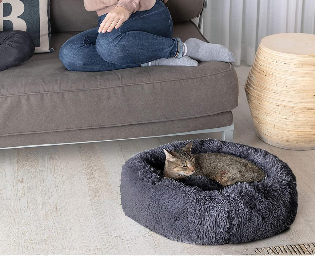 Enjamoy Plush Donut Dog Bed, Calming Round Dog | ObaPet