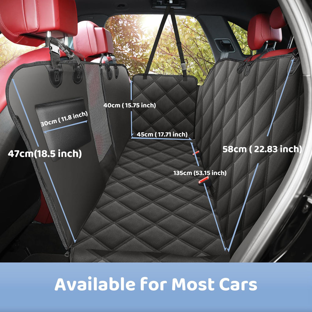KYG Dog Car Seat Cover Dog Hammock For Car Back Seats With Side Protection And Mesh Visual Window, Durable Scratch Proof And Waterproof Pet Car Seat Cover For Cars/Trucks/Suv 135 X 148 Cm Red & Black