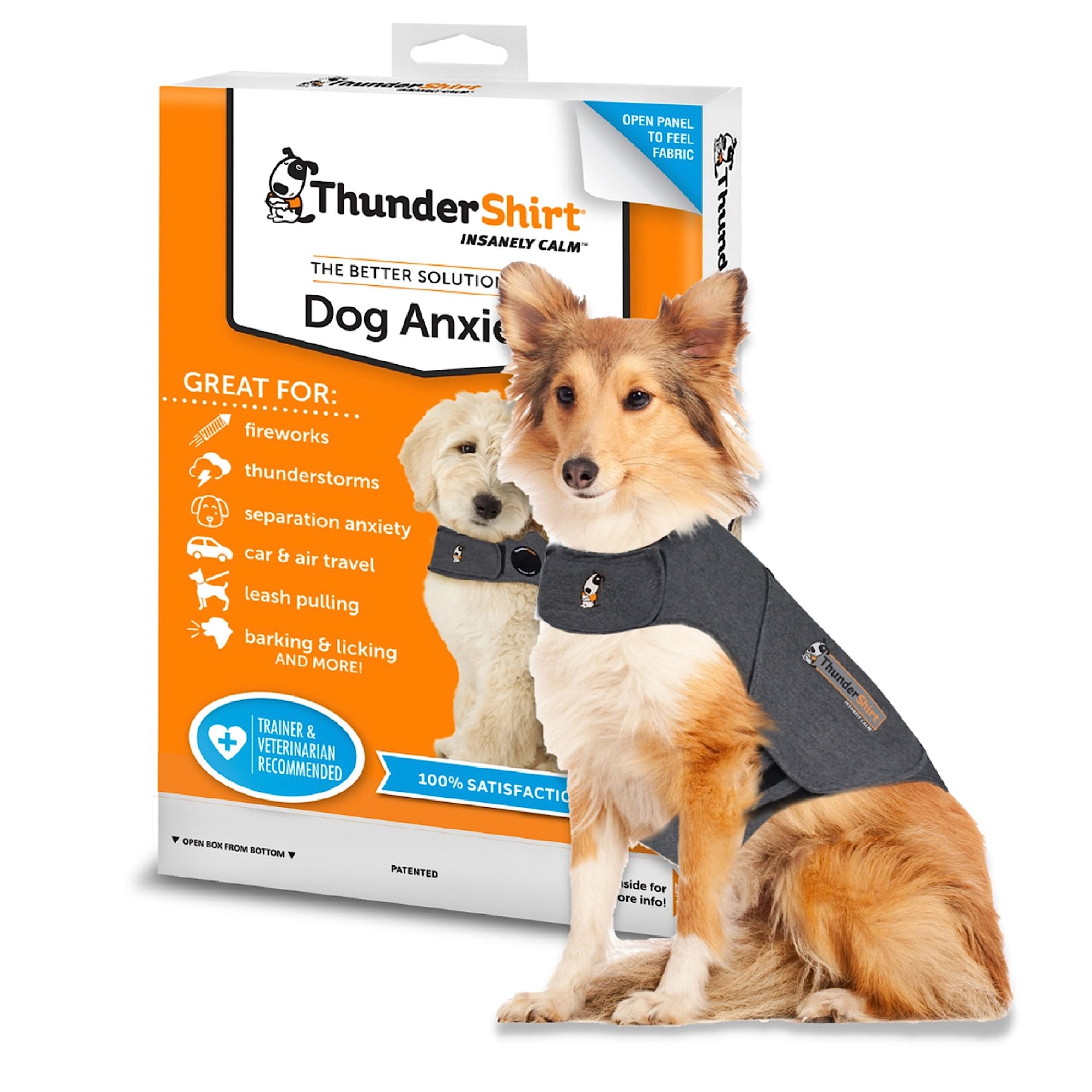 ThunderShirt for Dogs | Calming Jacket for Dogs | Puppy Coats for Small Medium Large Dogs XS S M L XL | Dog Anxiety Jacket | Instant Natural Relief for Storms, Fireworks & Separation | Grey Dog Coat