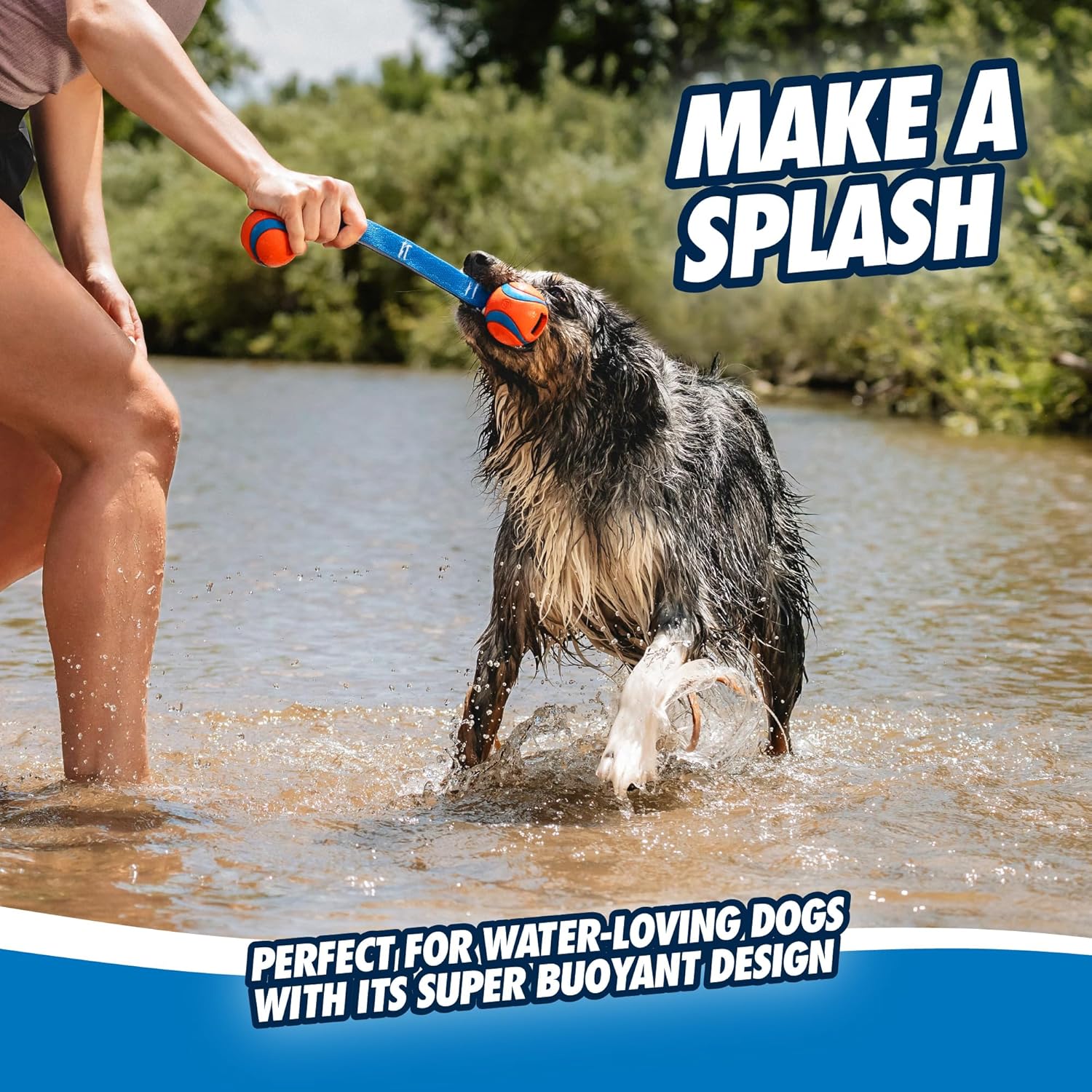 Chuckit! Ultra Tug Dog Toy With Rubber Ball Tug Of War Interactive Fetch Toy for Dogs, Medium
