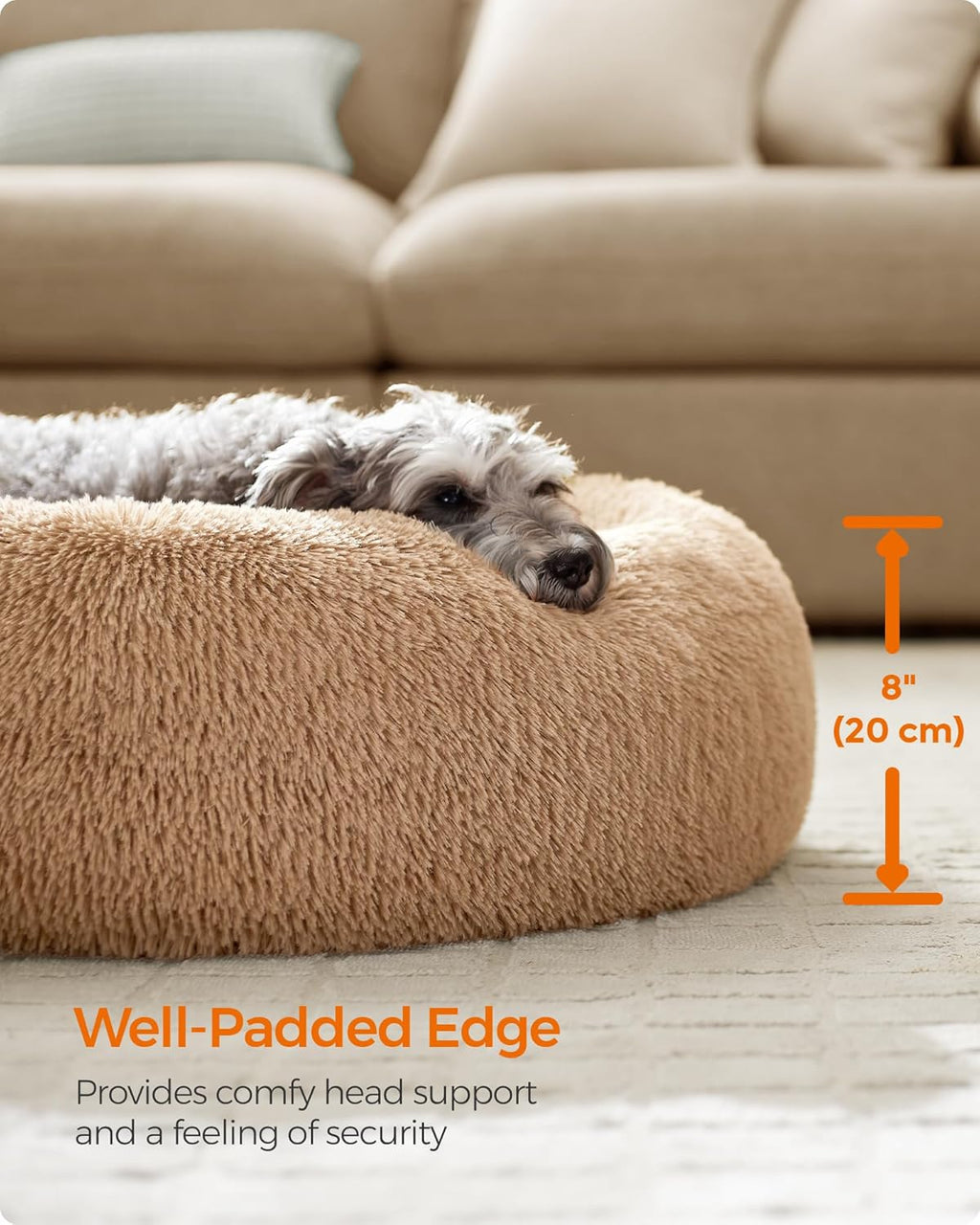 Feandrea Dog Bed, Donut Cat Bed, Fluffy Calming | ObaPet