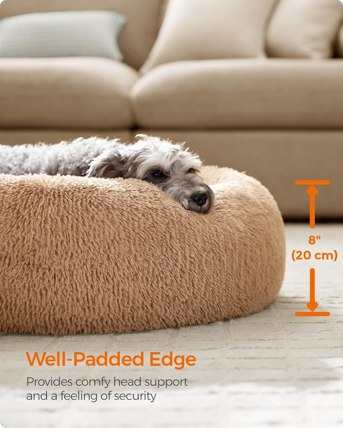 Feandrea Dog Bed, Donut Cat Bed, Fluffy Calming | ObaPet
