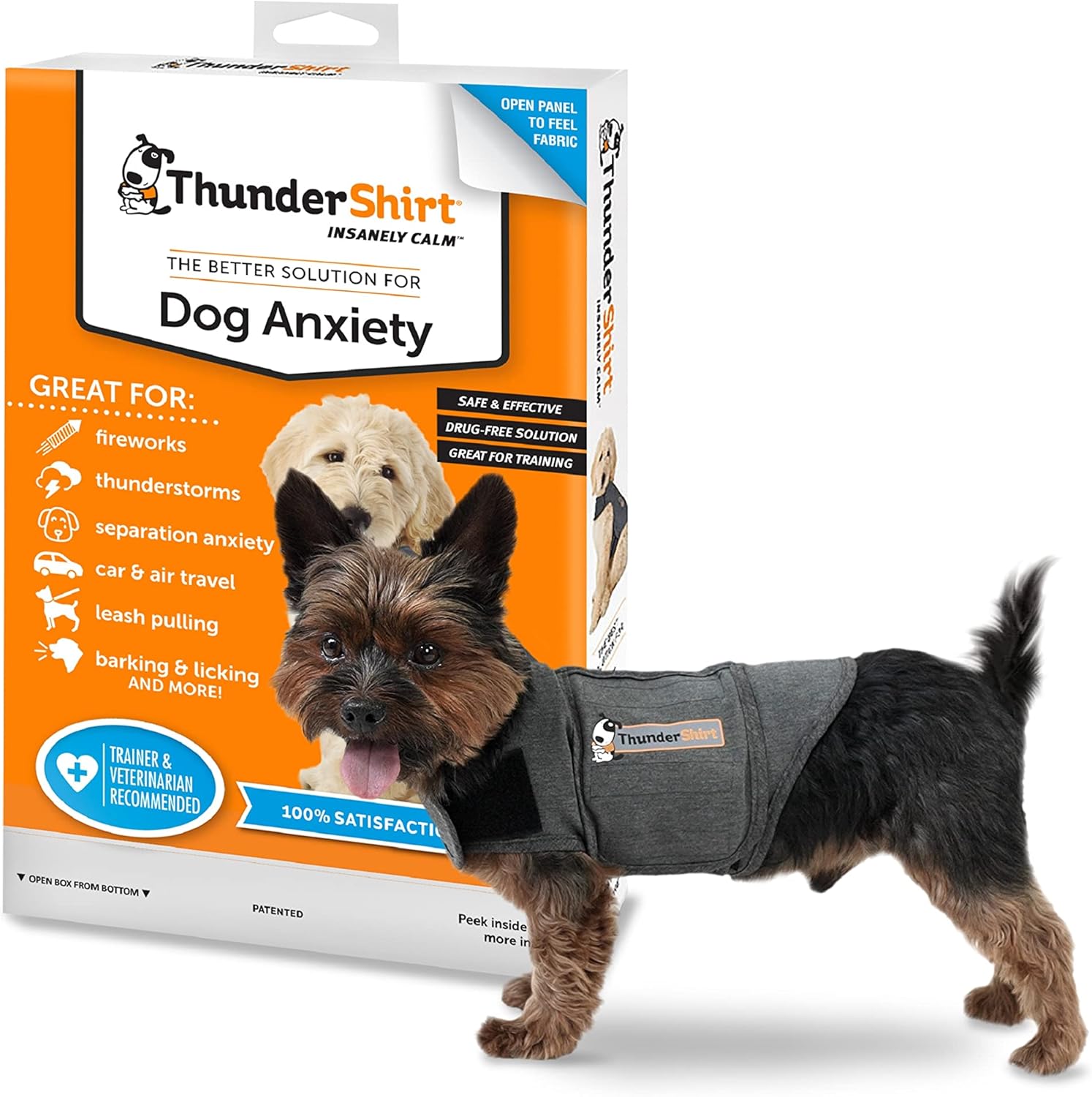ThunderShirt for Dogs | Calming Jacket for Dogs | Puppy Coats for Small Medium Large Dogs XS S M L XL | Dog Anxiety Jacket | Instant Natural Relief for Storms, Fireworks & Separation | Grey Dog Coat