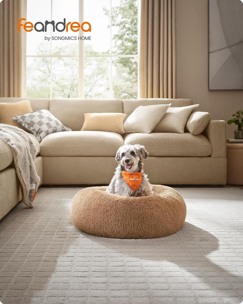 Feandrea Dog Bed, Donut Cat Bed, Fluffy Calming | ObaPet