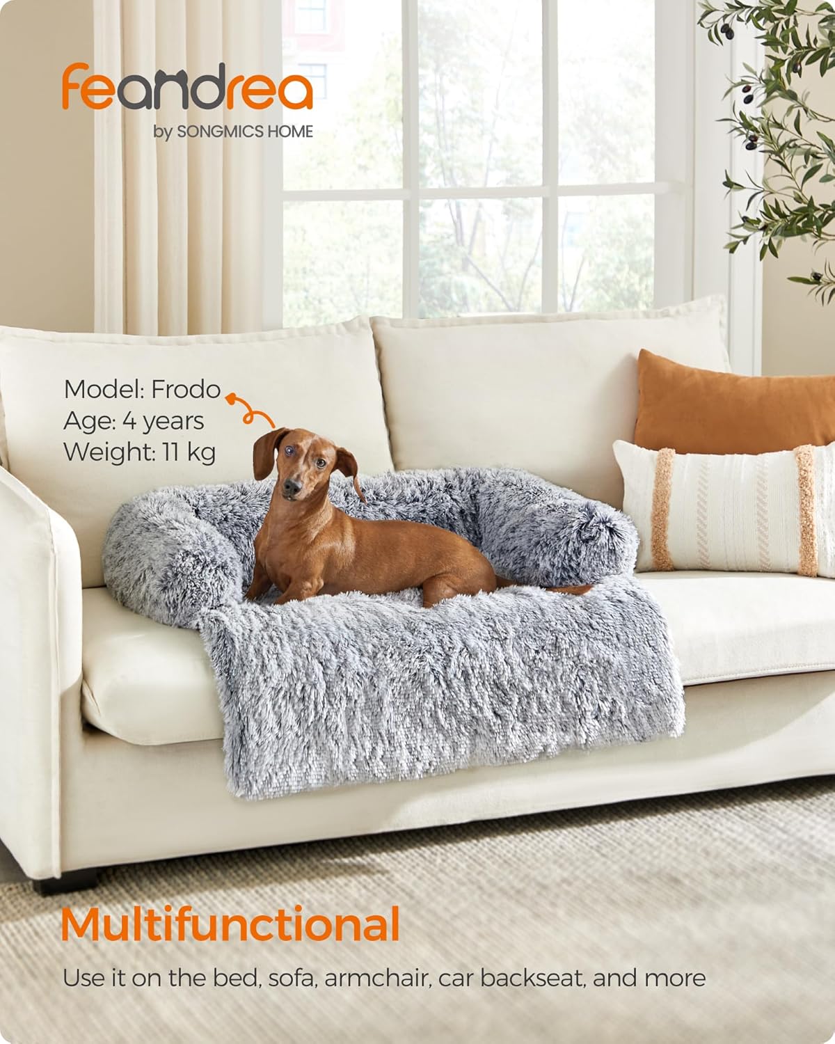 Feandrea FluffyHug Dog Sofa Bed, Dog Sofa Cover, | ObaPet