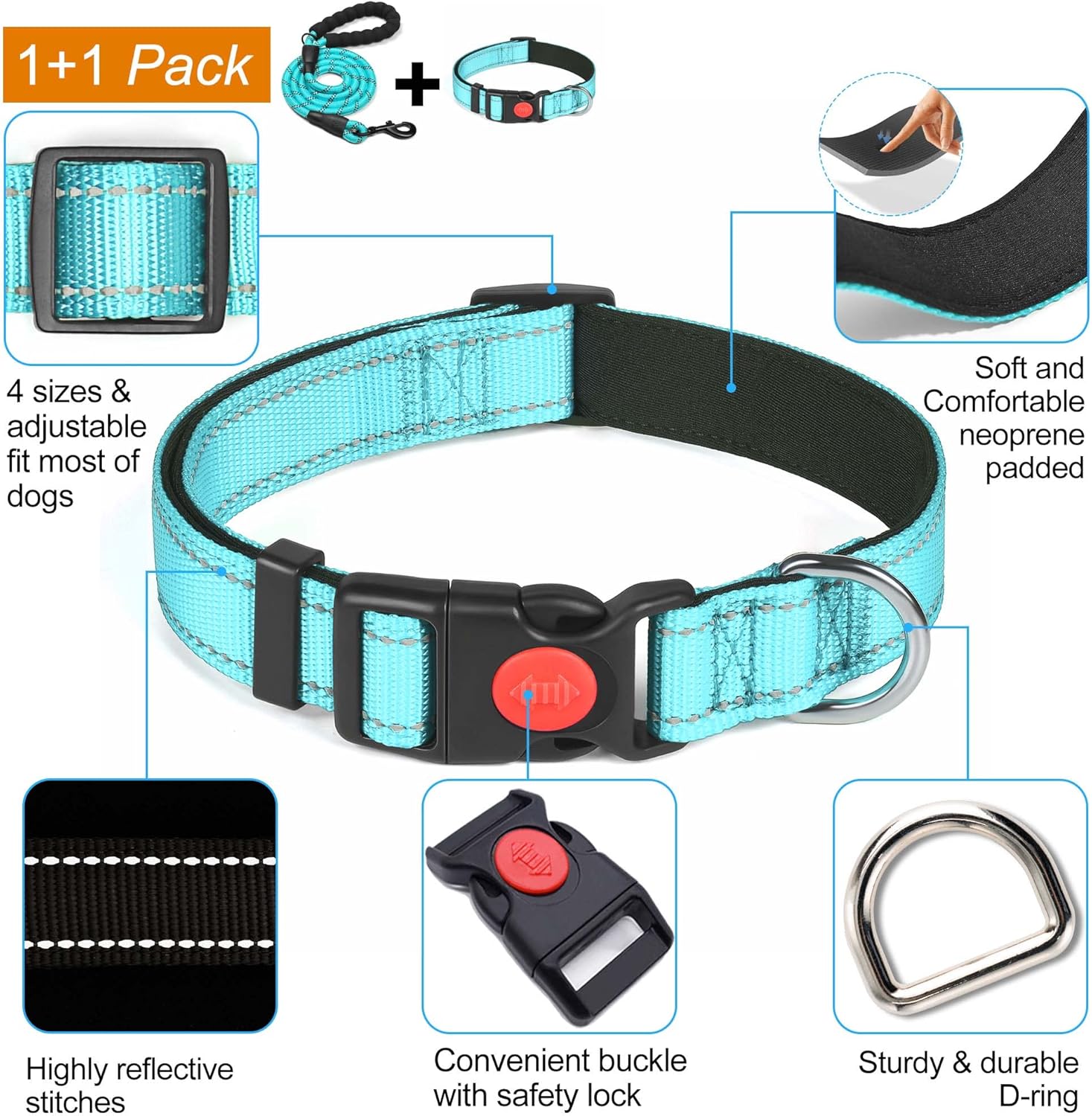haapaw Reflective Dog Collar Padded with Soft | ObaPet