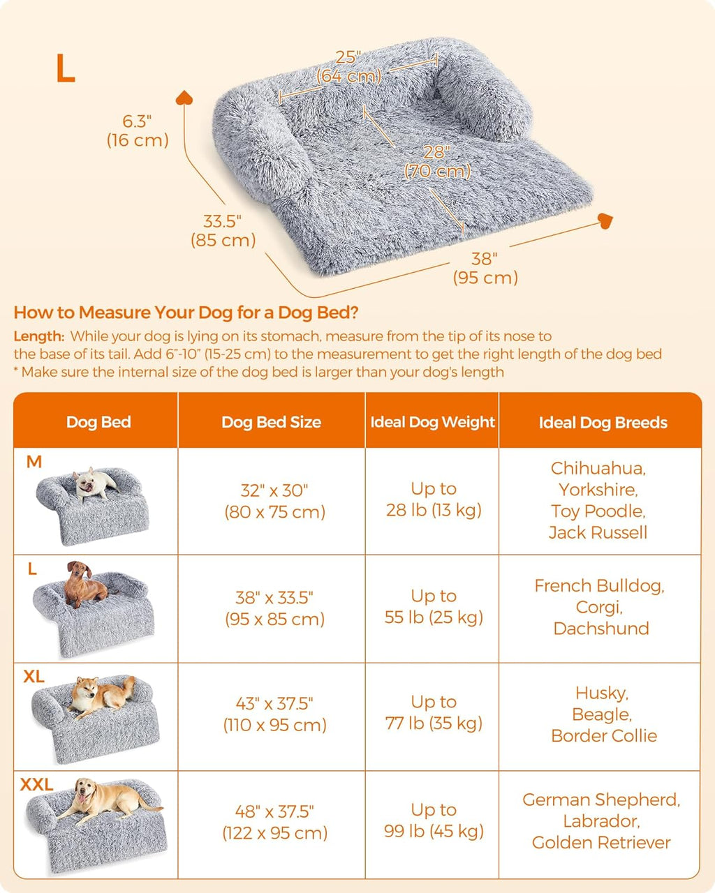 Feandrea FluffyHug Dog Sofa Bed, Dog Sofa Cover, | ObaPet