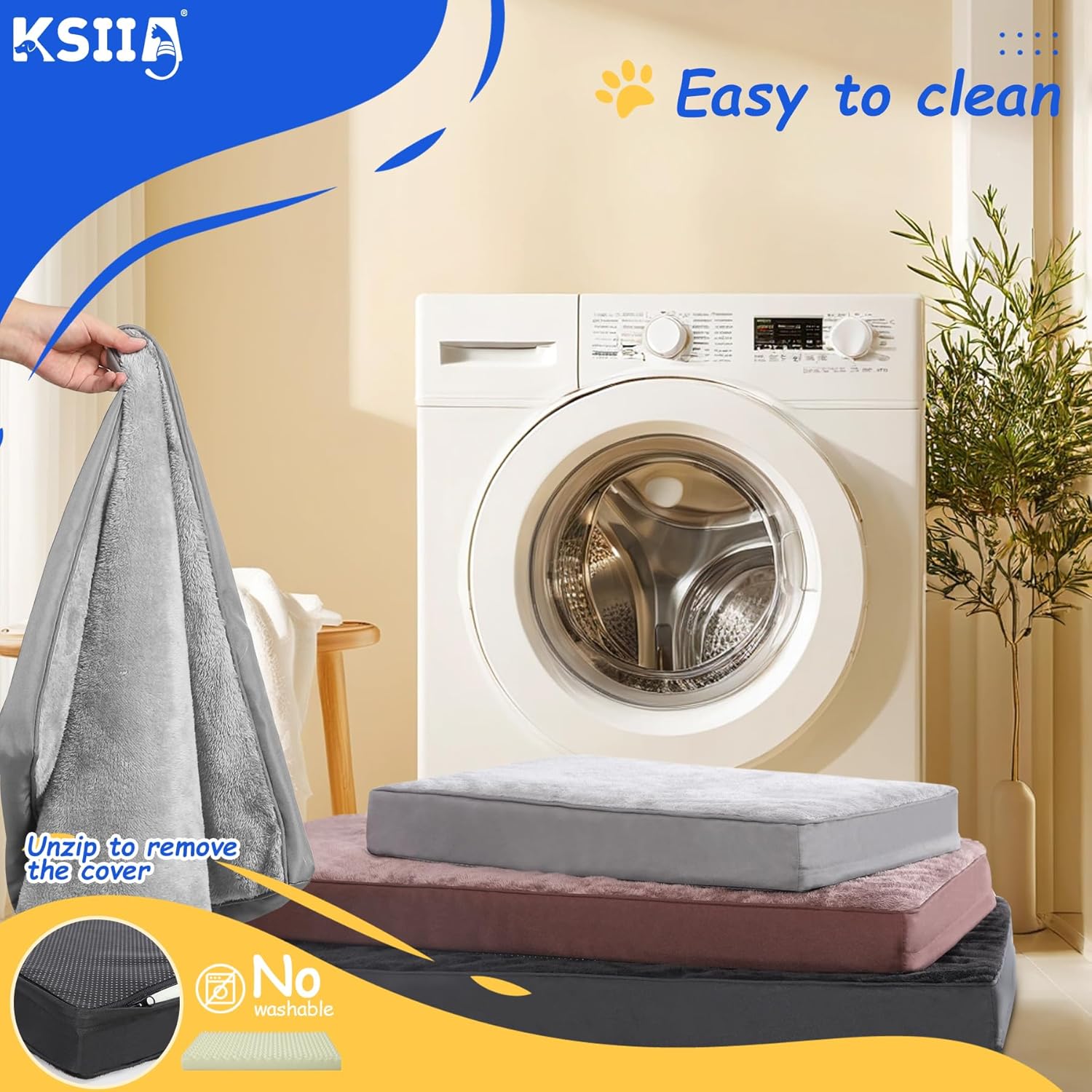 KSIIA Dog Beds Large Washable, Orthopedic Dog | ObaPet