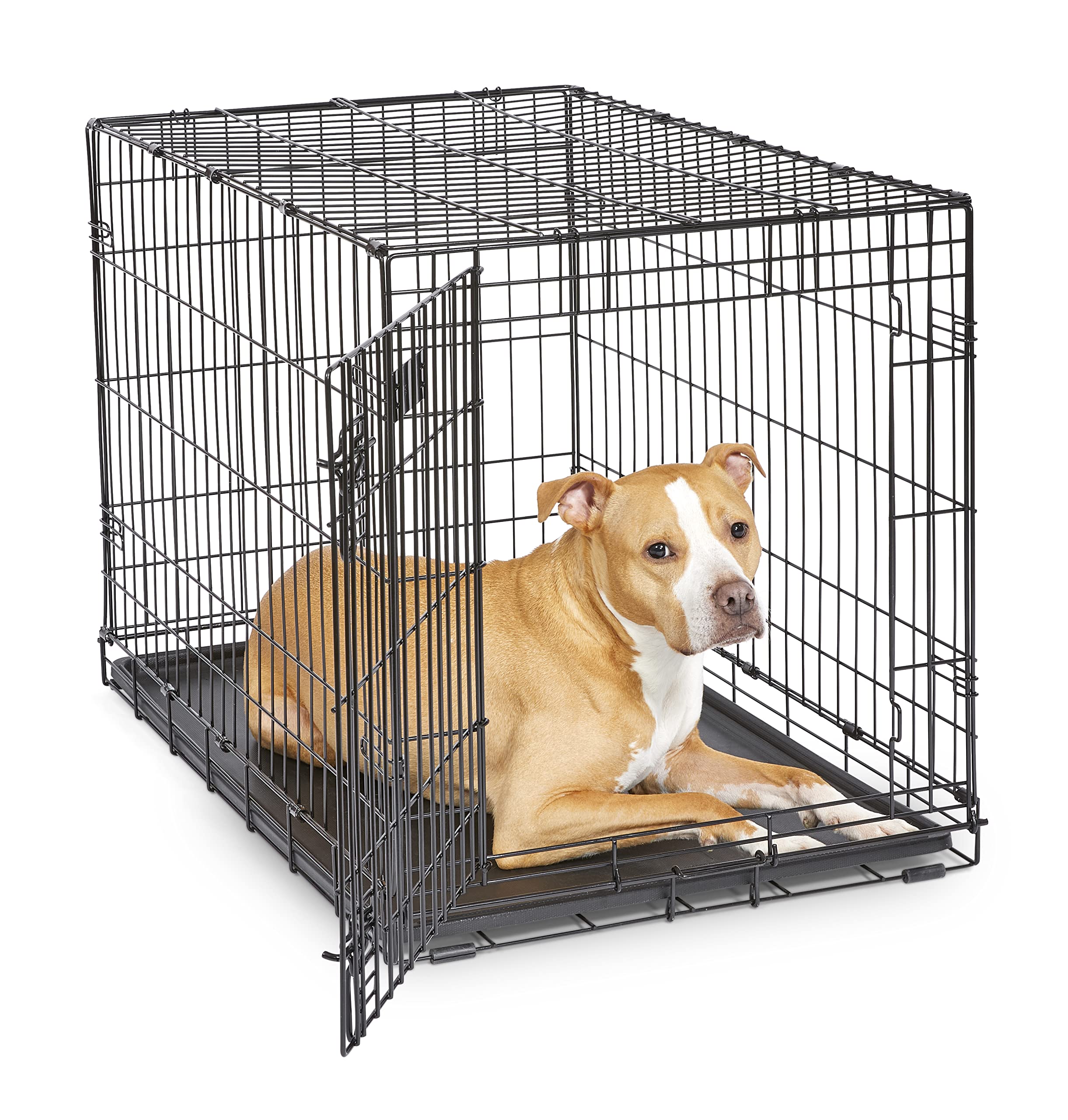 MidWest Homes Pets Newly Enhanced Door iCrate Long Dog Crate, Includes Leak-Proof Pan, Floor Protecting Feet, Divider Panel & New Patented Features
