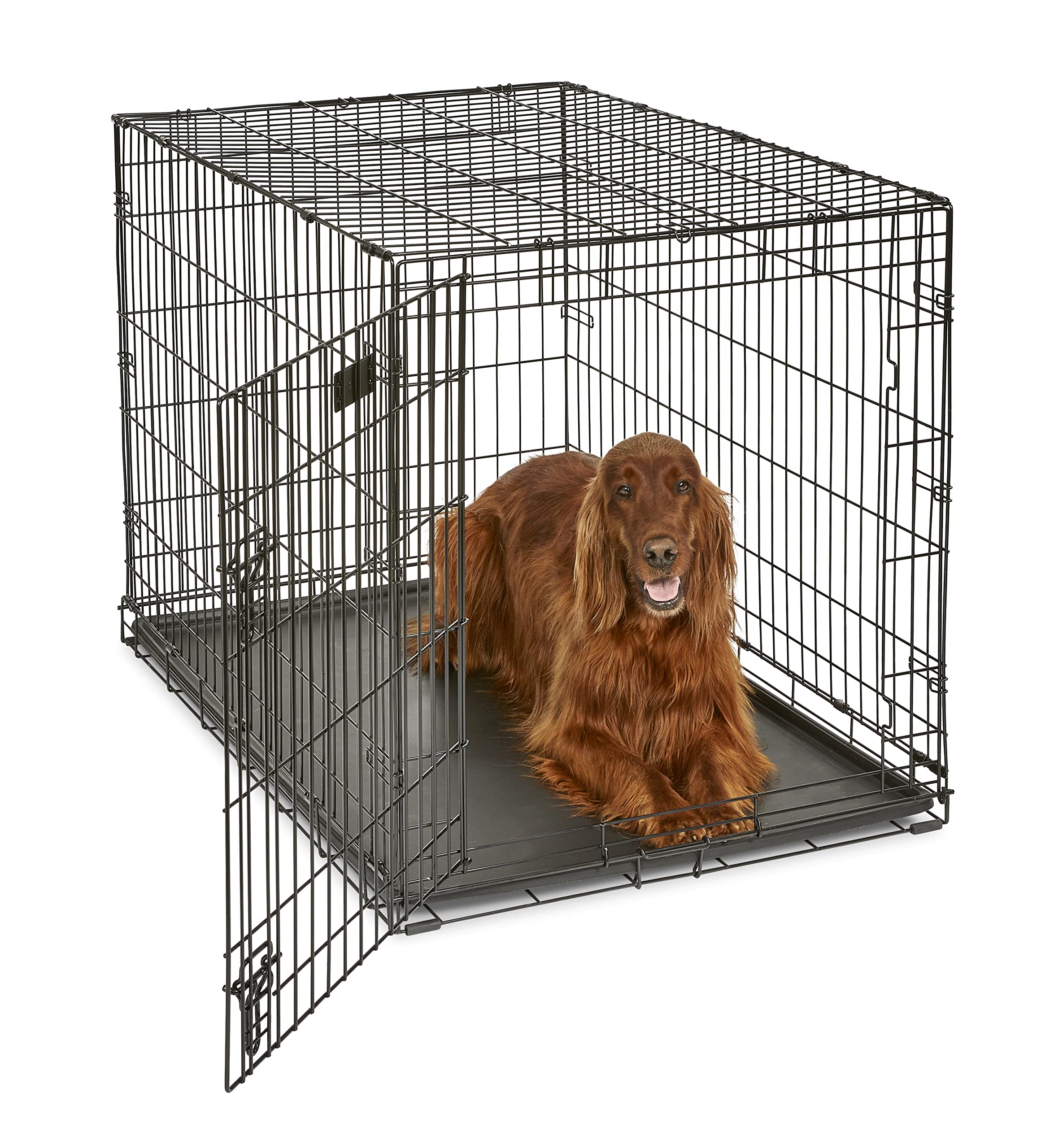 MidWest Homes Pets Newly Enhanced Door iCrate Long Dog Crate, Includes Leak-Proof Pan, Floor Protecting Feet, Divider Panel & New Patented Features