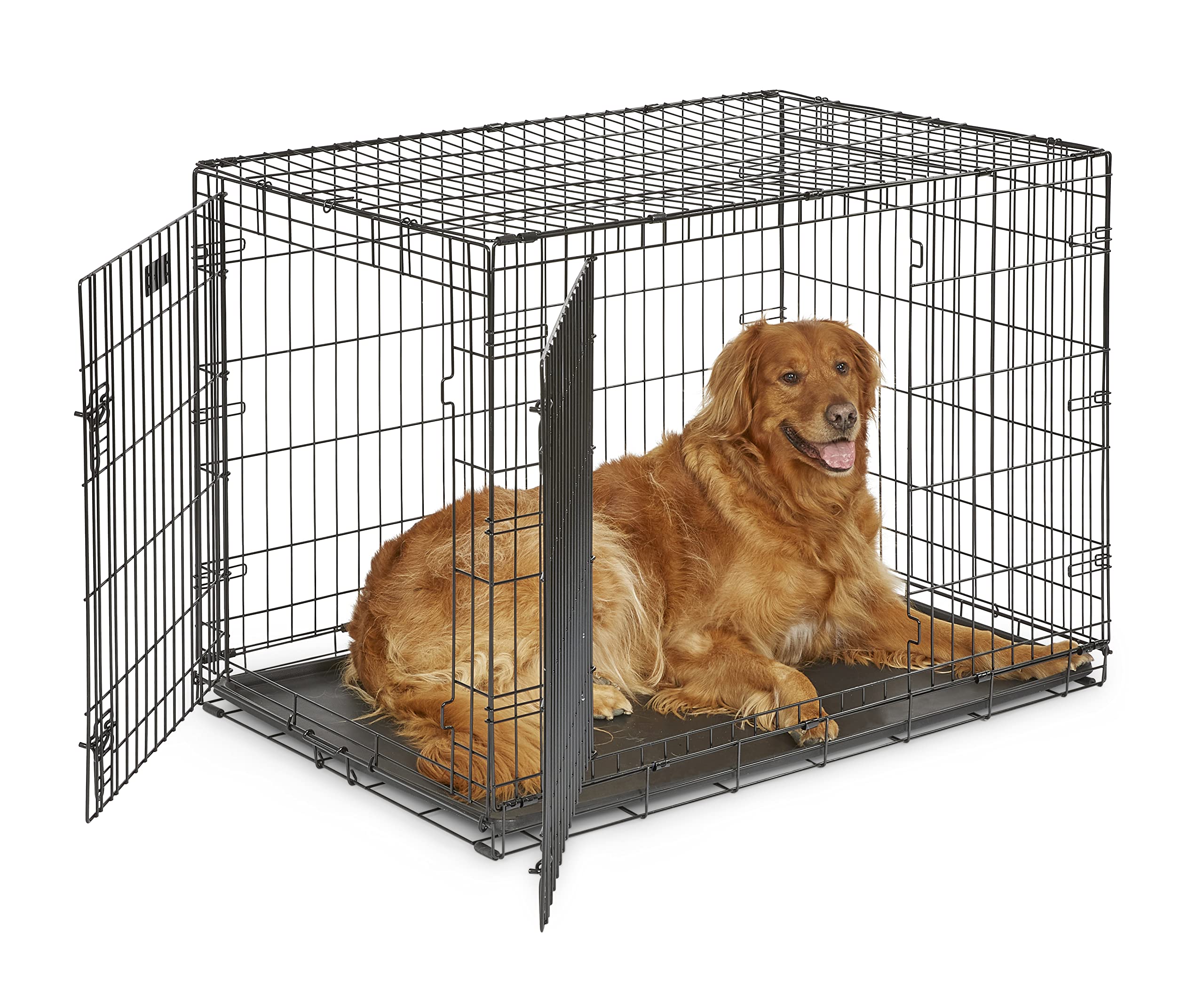 MidWest Homes Pets Newly Enhanced Door iCrate Long Dog Crate, Includes Leak-Proof Pan, Floor Protecting Feet, Divider Panel & New Patented Features