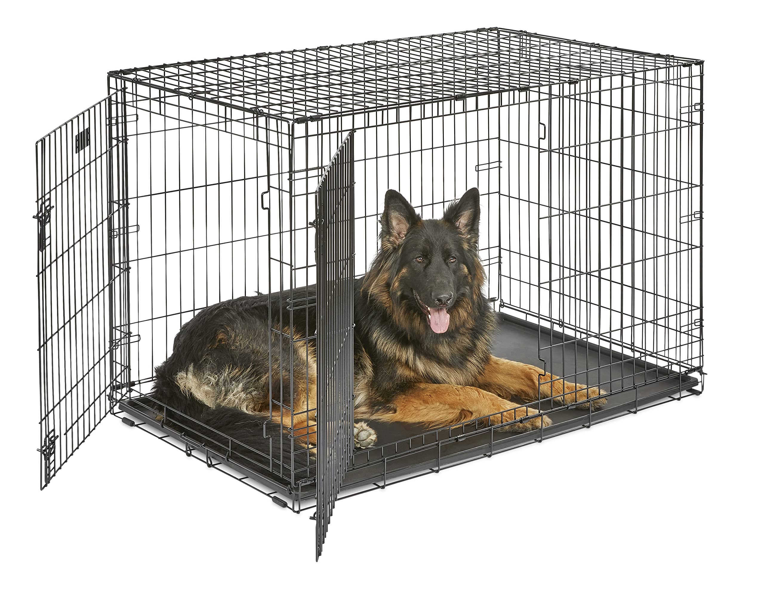 MidWest Homes Pets Newly Enhanced Door iCrate Long Dog Crate, Includes Leak-Proof Pan, Floor Protecting Feet, Divider Panel & New Patented Features