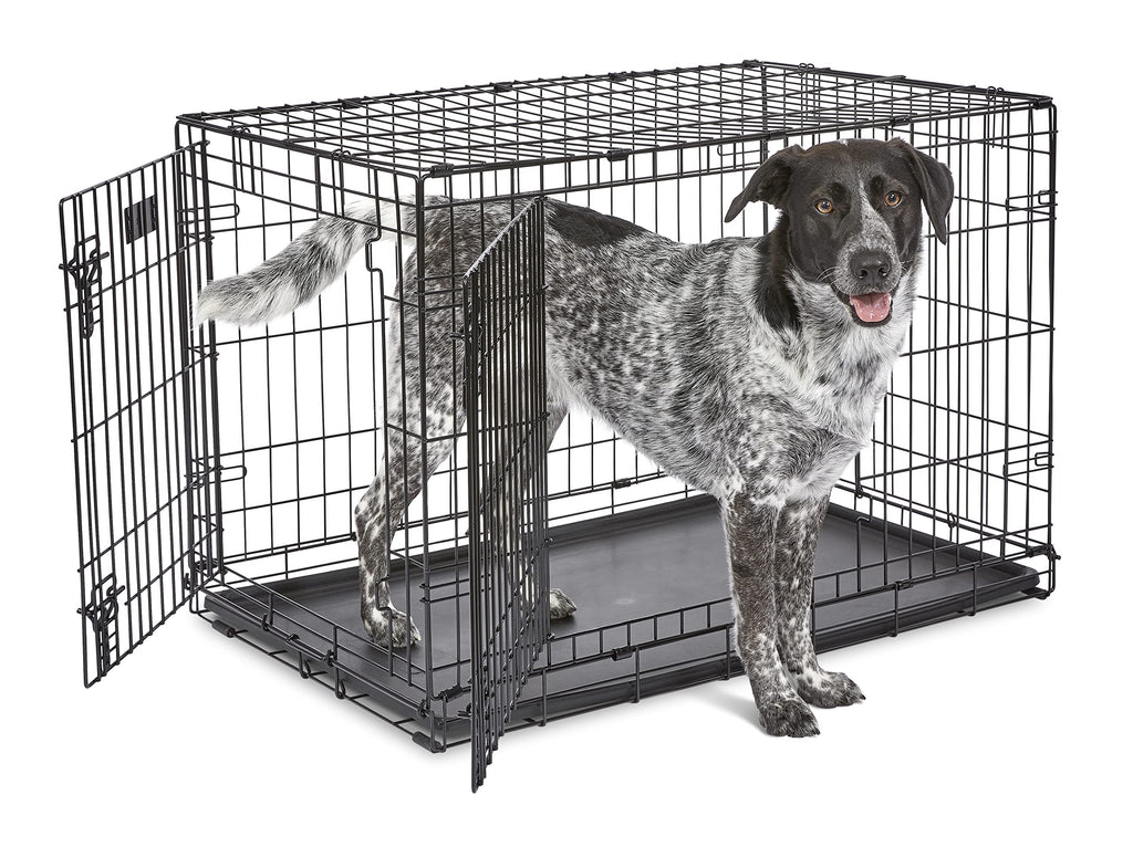 MidWest Homes Pets Newly Enhanced Door iCrate Long Dog Crate, Includes Leak-Proof Pan, Floor Protecting Feet, Divider Panel & New Patented Features