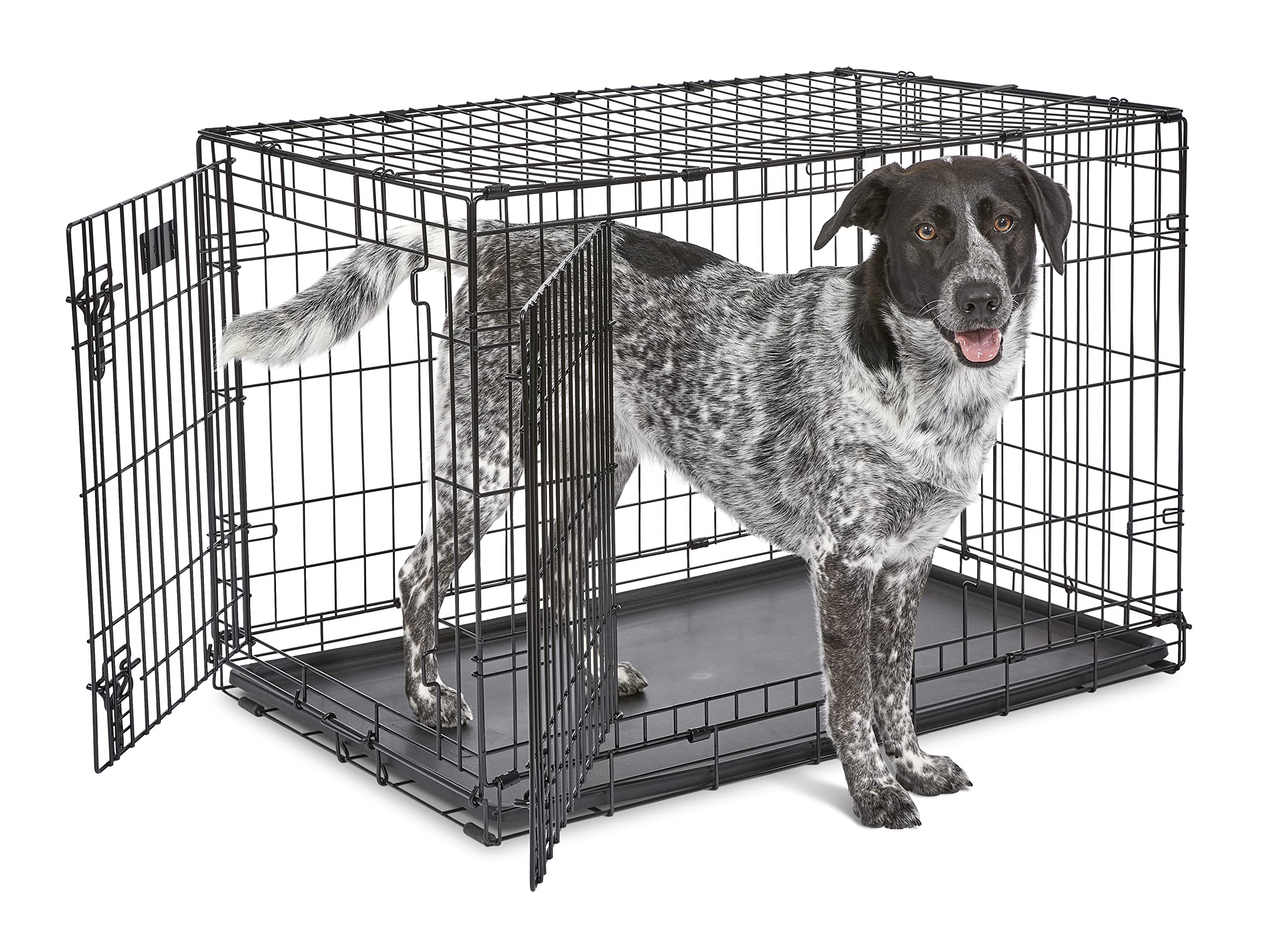 MidWest Homes Pets Newly Enhanced Door iCrate Long Dog Crate, Includes Leak-Proof Pan, Floor Protecting Feet, Divider Panel & New Patented Features