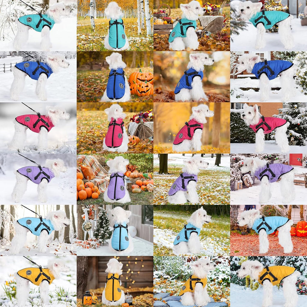 Poseca Dog Clothes for Small Dogs Dog Coat Waterproof Winter Jacket Warm Vest Dog Clothes Dog Coat Warm Winter Dog Jacket with Dog Harness for Small Medium Large Dogs