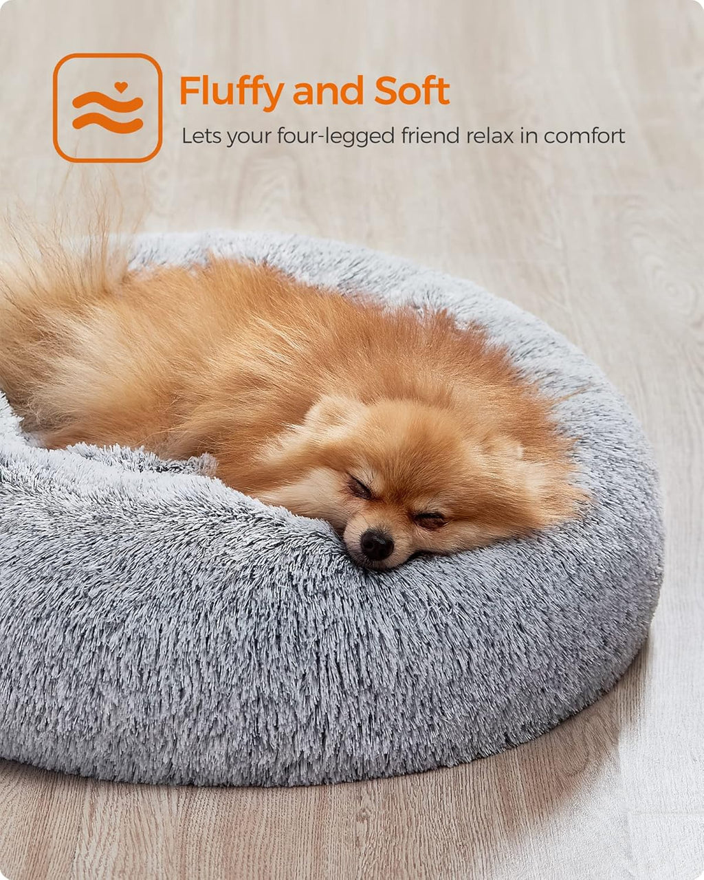 Feandrea Dog Bed, Donut Cat Bed, Fluffy Calming | ObaPet