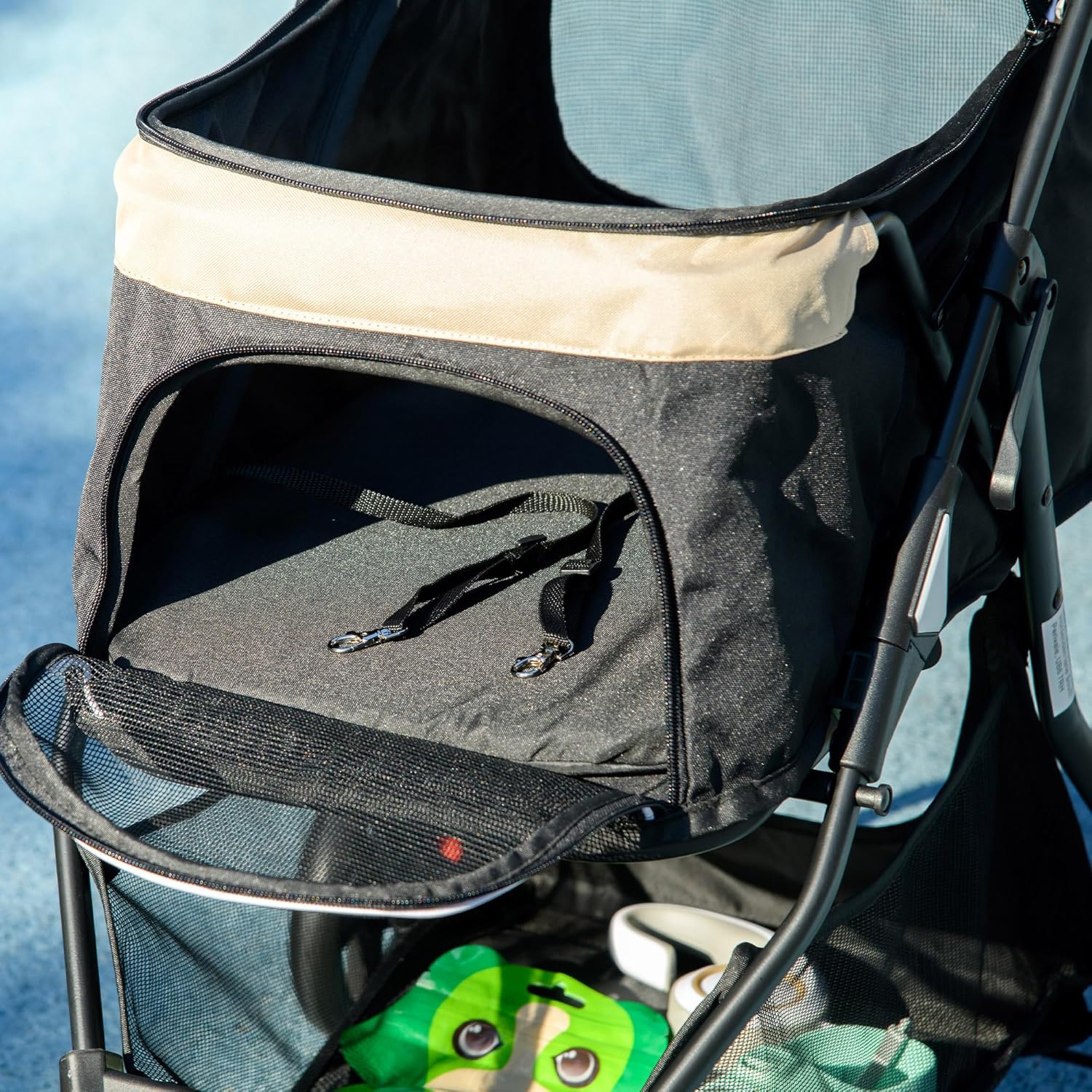 PawHut Dog Pram with Rain Cover Pet Stroller, Foldable Dog Pushchair for Small and Miniature Dogs, Cats