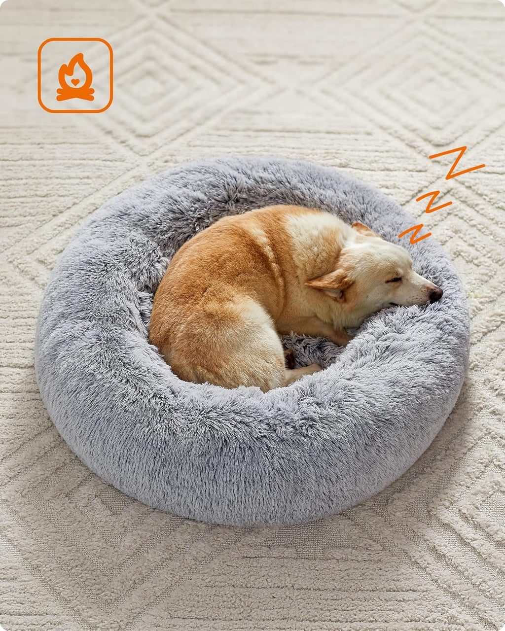 Feandrea Dog Bed, Donut Cat Bed, Fluffy Calming | ObaPet