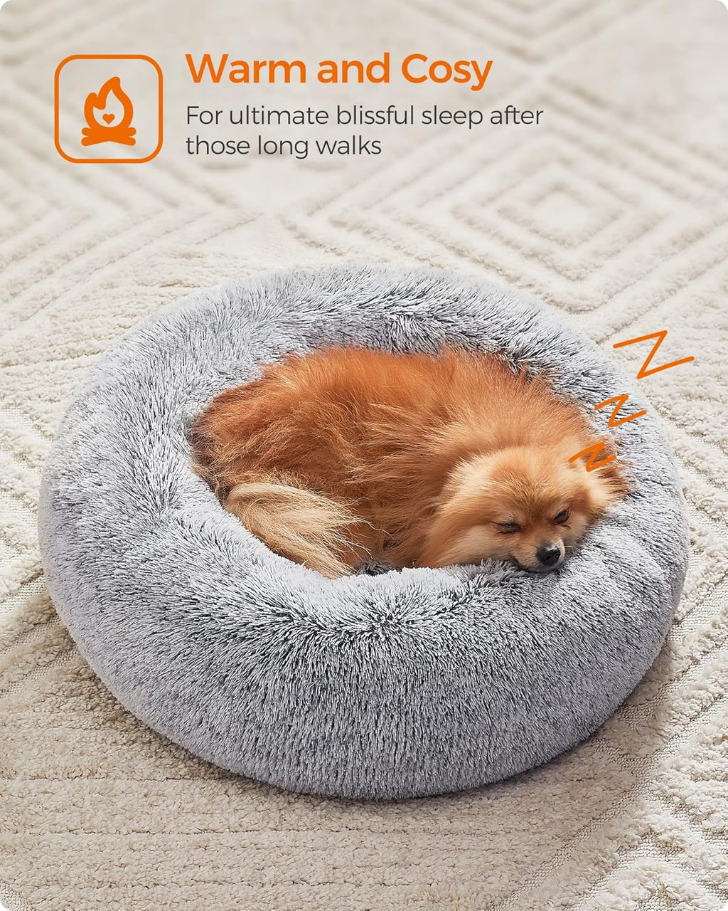Feandrea Dog Bed, Donut Cat Bed, Fluffy Calming | ObaPet