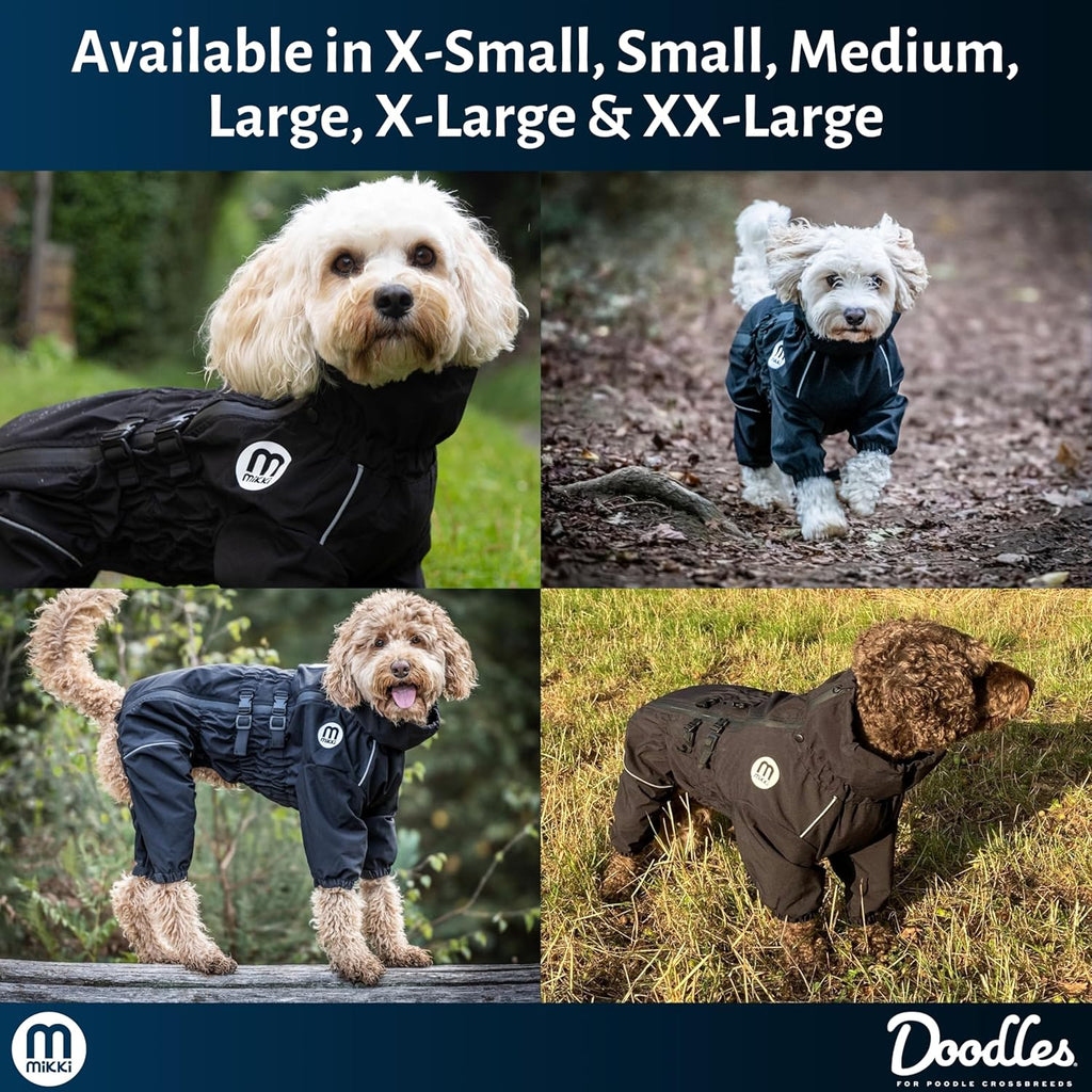 Mikki Doodles Dog Raincoat, Waterproof, Windproof, Silky Lining, Less Friction Means Less Knots & Tangles