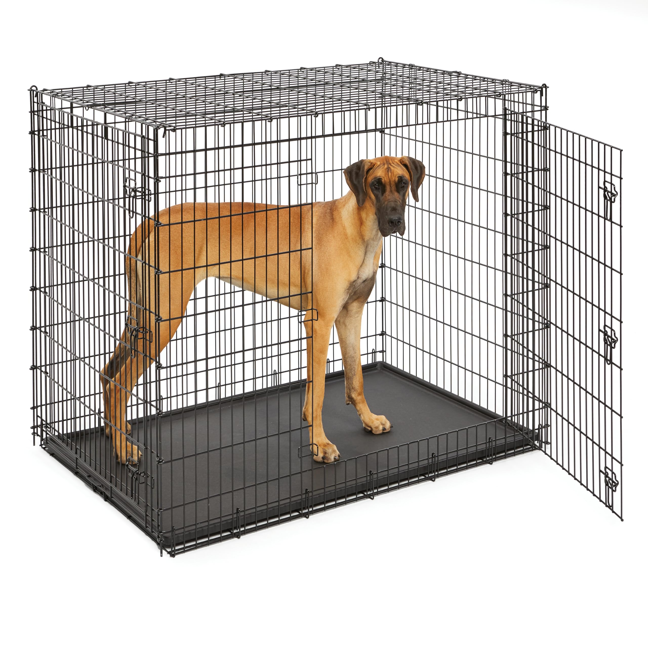 MidWest Homes Pets Newly Enhanced Door iCrate Long Dog Crate, Includes Leak-Proof Pan, Floor Protecting Feet, Divider Panel & New Patented Features