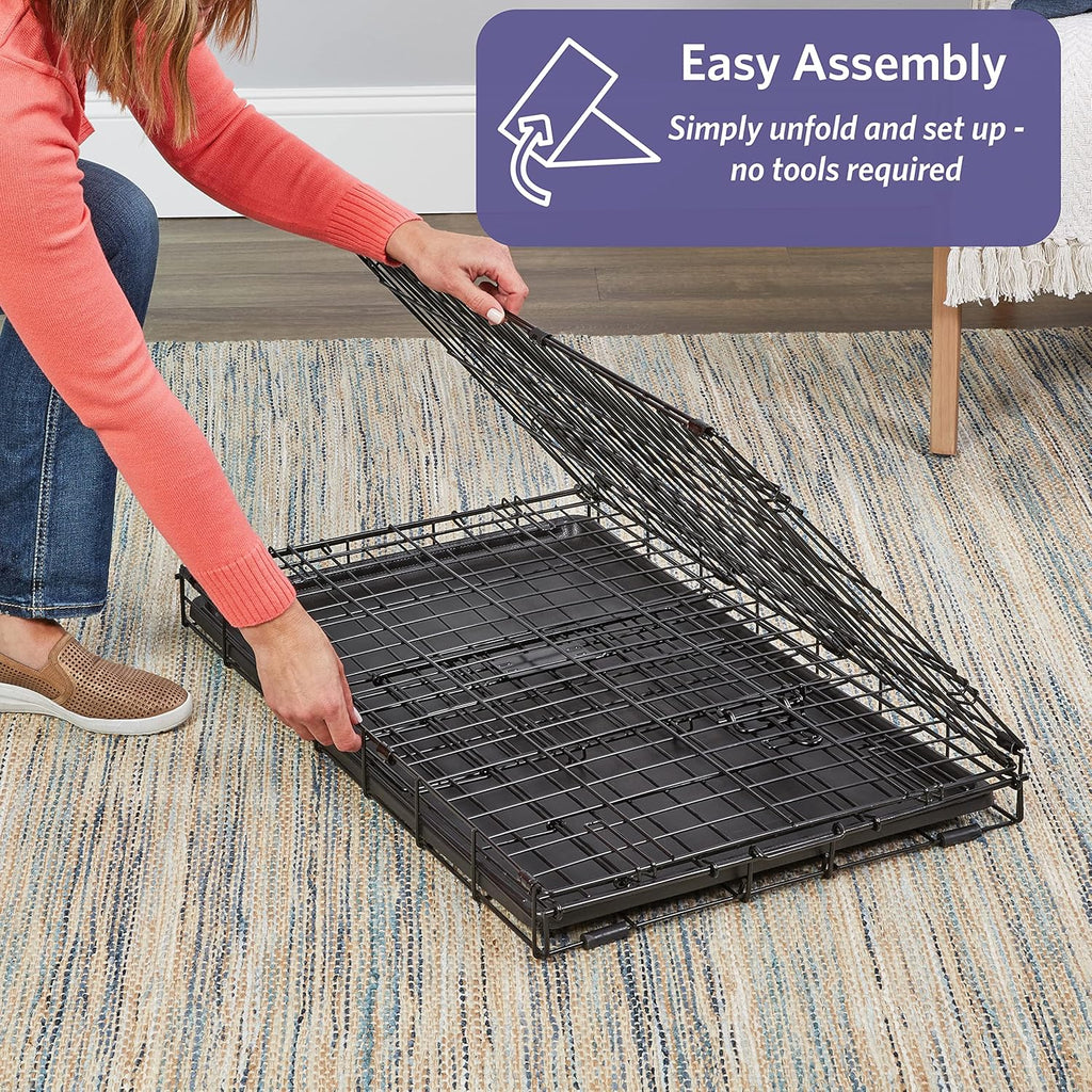 MidWest Homes Pets Newly Enhanced Door iCrate Long Dog Crate, Includes Leak-Proof Pan, Floor Protecting Feet, Divider Panel & New Patented Features